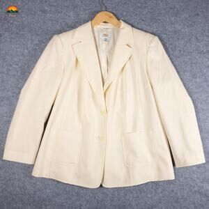 Talbots Suit Jacket Blazer Beige Long Sleeve Pockets Women's Size 14W